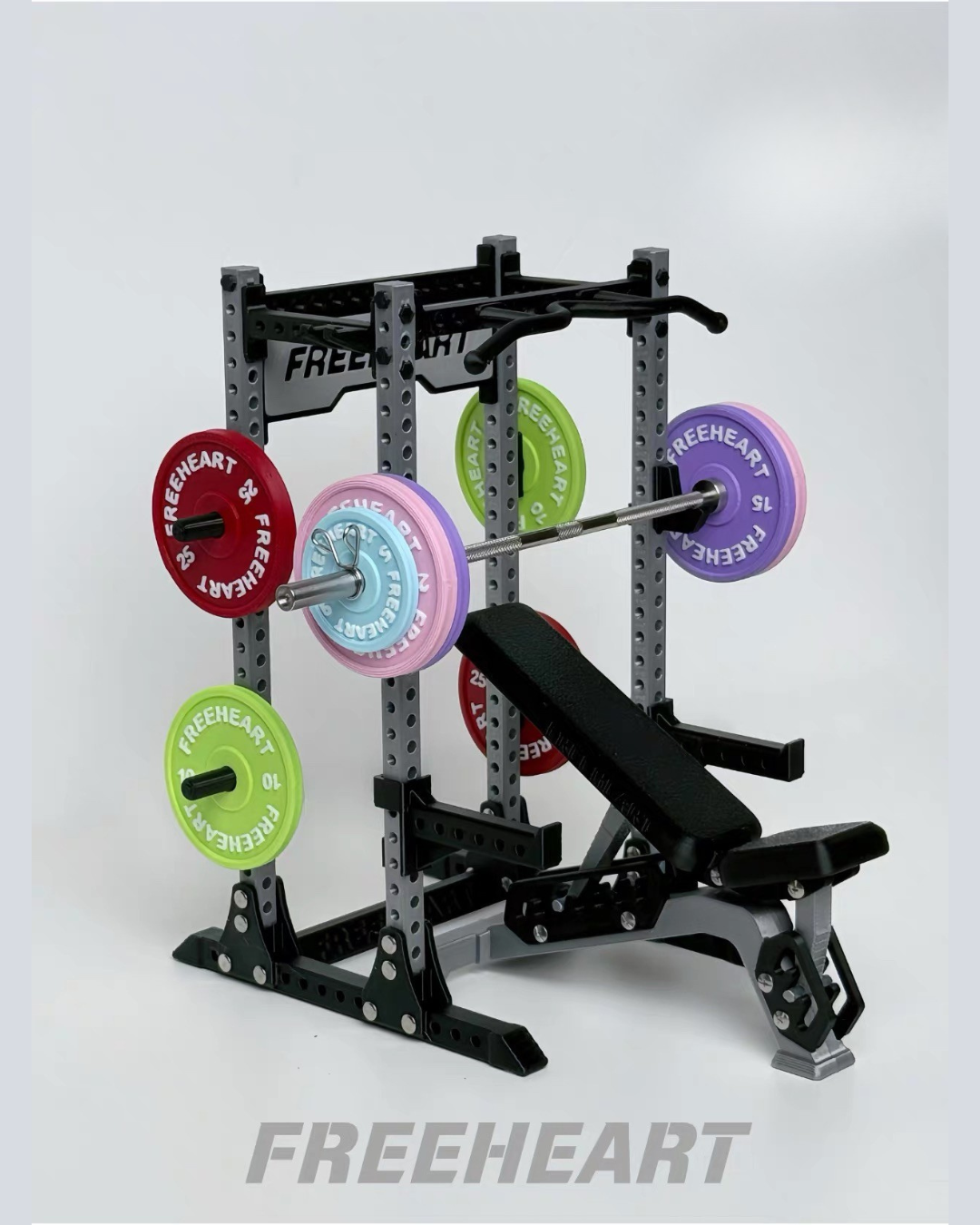 Mini Power Squat Rack Gym Collectible (Grey Rack)